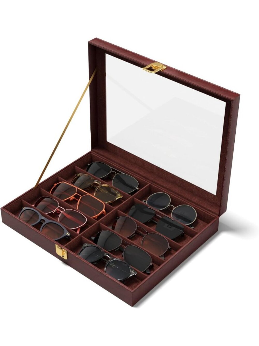 10/30 Slot Sunglass Organizer - Clear Eyewear Display Case for Men & Women